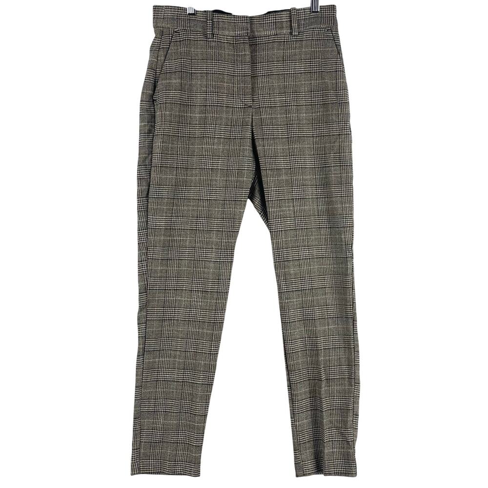 NWT H&M Womens Slacks US 8 Gray/Beige Glen Plaid Ankle Length Dress Pants